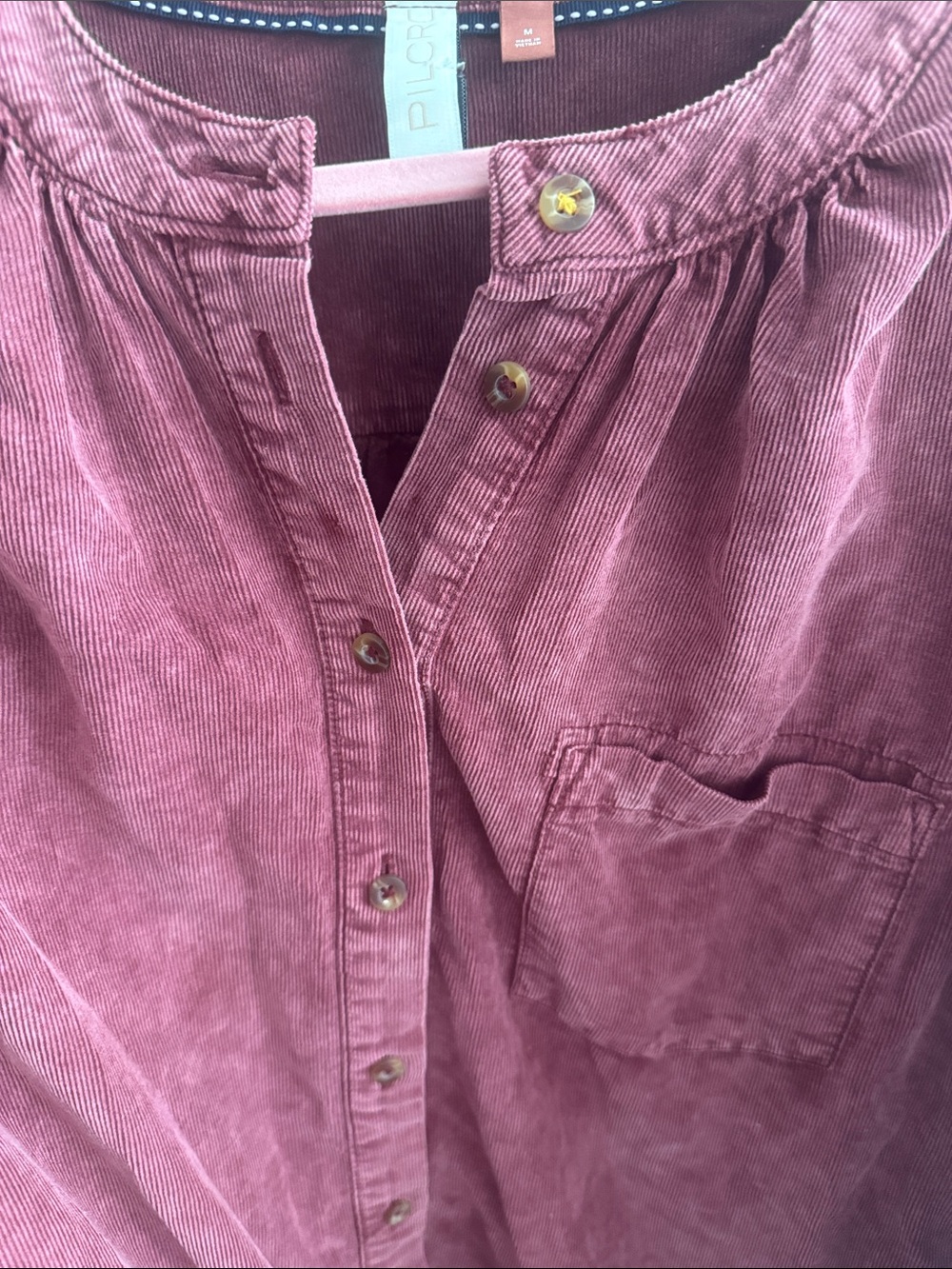 Anthropologie PILCRO Mauve Corduroy Tiered Midi Dress - Picture 4 of 4